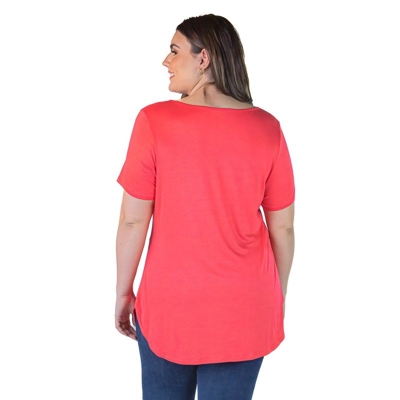 24seven Comfort Apparel Womens Plus Size V Neck Criss Cross Neckline T Shirt Tunic Top, 3 of 7