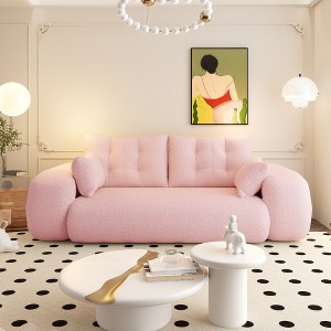 ACEPANO 3-in-1 Multifunctional Folding Sofa Bed with Foam Filling for Living Room-Pink - 1 of 4