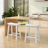 Tangkula 24" Bar Stools Set of 4 Saddle-Seat Counter Height Stools with Rubber Wood Frame & Footrests Backless Wooden Barstools White - 3 of 4