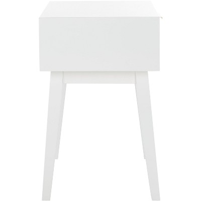 White Wood and Metal Retro Accent Table with Storage