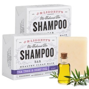 J·R·LIGGETT'S All-Natural Tea Tree and Hemp Oil Shampoo - Solid Dry Bar For Sensitive And Itchy Scalp For Natural And Oily Hair - 2 Pack - 3.5 Ounce - 1 of 4