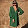 Women's Maroon Smocked V-Neck Mini Dress - Cupshe - 2 of 4