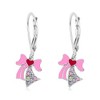 Chanteur Hypoallergenic Kids Jewelry Accessories Pink Enamel CZ White Gold Palladium Plating Earrings leverback is made from 925 Sterling silver - 2 of 4