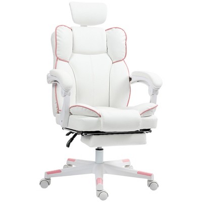 HOMCOM Executive Office Chair with Headrest, Foot Rest, High Back Desk Chair, Overstuffed Reclining PU Leather Computer Chair