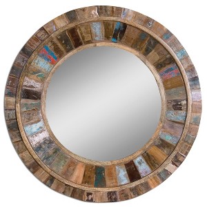 Uttermost Jeremiah Round Mango Wood Mirror, 32-Inch Rustic Wall Accent - 1 of 4
