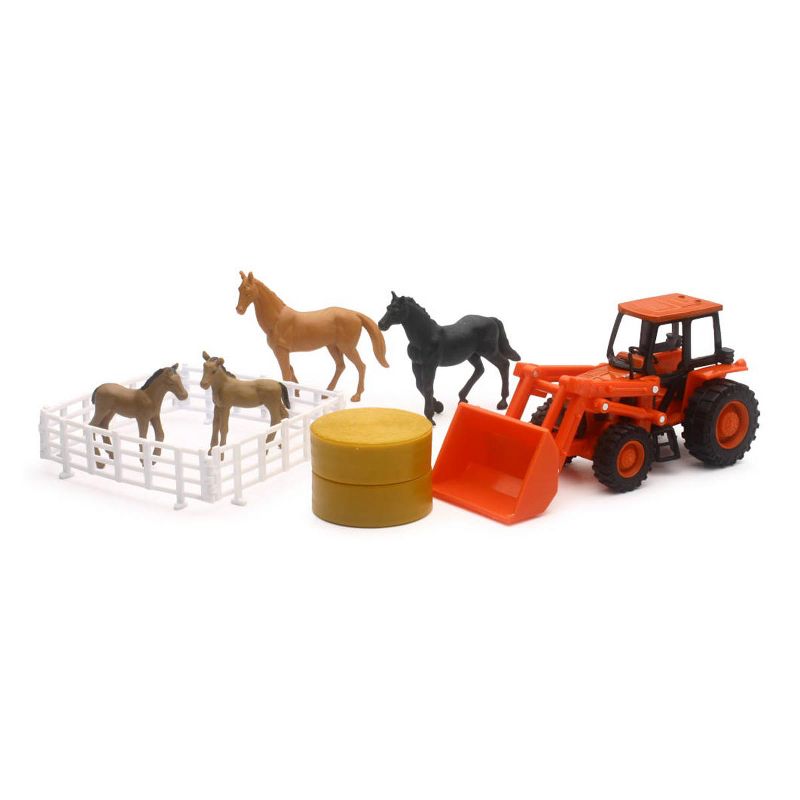 New Ray 1/32 Kubota Farm Tractor and Horses Set SS-15835A, 1 of 3