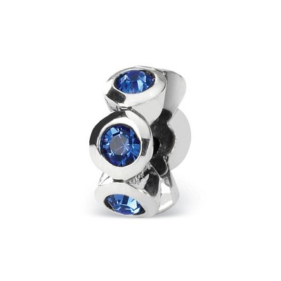 Black Bow Jewelry Sterling Silver September Crystal Birthstone, 6-Stone Bead Charm