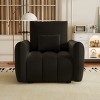 1 Piece Single Teddy Fabric Upholstered Lounge Sofa Chair,Wooden Armrests Chair With A Pillow,Modern Living Room Armrests Chair-Coolbibila - 3 of 4