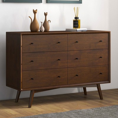 NicBex Mid Century 6-Drawer Bedroom Dressers for Closet,Chest of Drawers for Bedroom,Entryway,Wooden Dresser Chest
