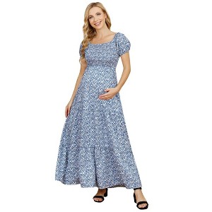 Women's Smocked Elastic Waist Tiered Maxi Dress - 1 of 1