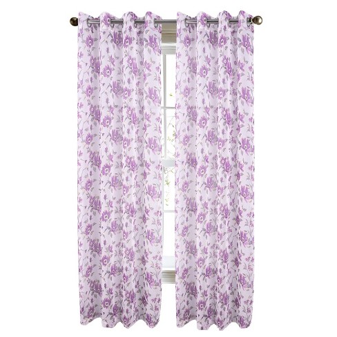 Lilac Bliss Mosaic Design Abstract Art Window Curtain Sheer Rod Pocket Draperies Room store Divider in Lilac, Purple, Green, Rose, Gold, Brown