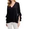 Women's Blouses V-Neck Double Tiered Bell Ruffle Three-Quarter Sleeve T Shirts Top Cute Tunic - 3 of 4