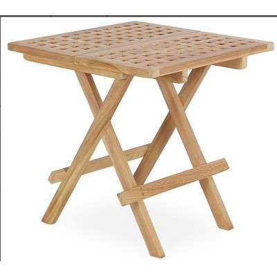 MaseiKar  Teak Patio Folding Side Table, Weatherproof Lightweight Picnic Table for Beach RV Balcony