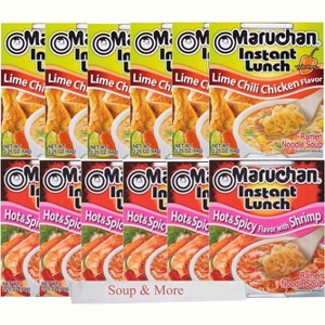 Maruchan Ramen Instant Cup Noodles 12 Count - 6 Hot & Spicy Shrimp & 6 Lime Chili Chicken - 1 of 1