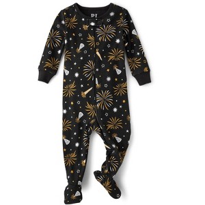 The Children's Place Baby Matching Family Long Sleeve New Year Snug Fit Cotton Footed One Piece Pajamas - 1 of 3