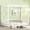 NicBex Twin Size Wooden Canopy Bed, Modern Platform Bed Frame with Fence for Boy and Girl, Easy Assembly - 2 of 4