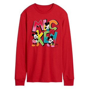 Men's - Disney - Mickey Pop Art Letters Long Sleeve Graphic T-Shirt - 1 of 2