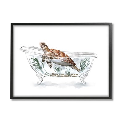 Stupell Industries Turtle Swimming Bathtub Habitat Framed Giclee