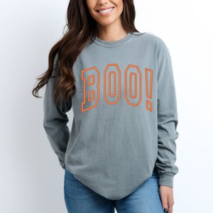 Simply Sage Market Embroidered Boo Arched Garment Dyed Long Sleeve - 1 of 4