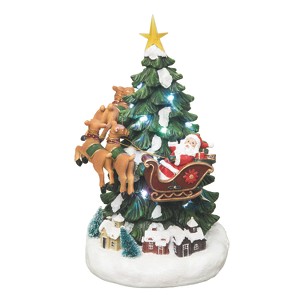 Transpac Resin 14 in. Multicolor Christmas Light Up Flying Santa Tree Decor - 1 of 2