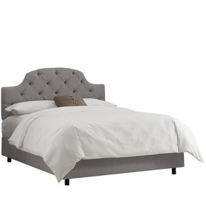 California King Upholstered Curved Tufted Bed Linen Gray - Skyline Furniture
