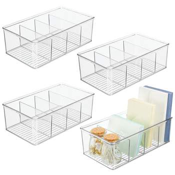 mDesign Plastic Divided Office Organizer Bin with 4 Sections