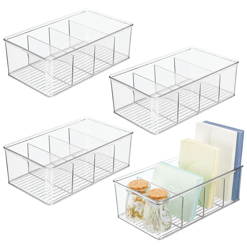mDesign Plastic Divided Office Organizer Bin with 4 Sections, 1 of 11