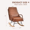 VECELO Upholstered Faux Leather/Teddy Fabric Rocking Chair Modern Lounge Rocker Recliner with Padded Seat, Safe Solid Wood Base White/Brown - 3 of 4