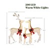 LuxenHome Lighted White & Gold Glitter Deer Family Set, Indoor/Outdoor Christmas Decoration White, Gold, Red, Green - 2 of 4