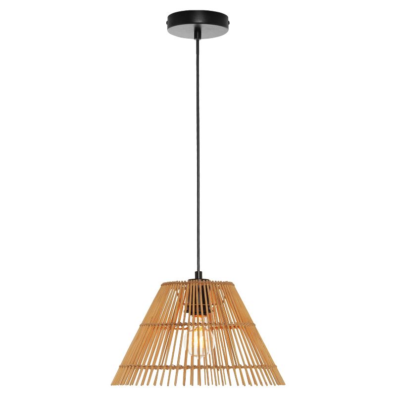 13.25&#34; Phoenix Metal with Rattan Shade Pendant Ceiling Light - River of Goods, 1 of 11