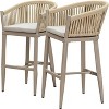 PURPLE LEAF Outdoor Bar Stools Set of 2 Patio Metal Modern Wicker Bar Chairs Woven Aluminum Barstools - 2 of 4