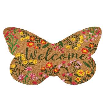 Collections Etc Butterfly-Shaped Skid-Resistant Coco Welcome Mat 18X30