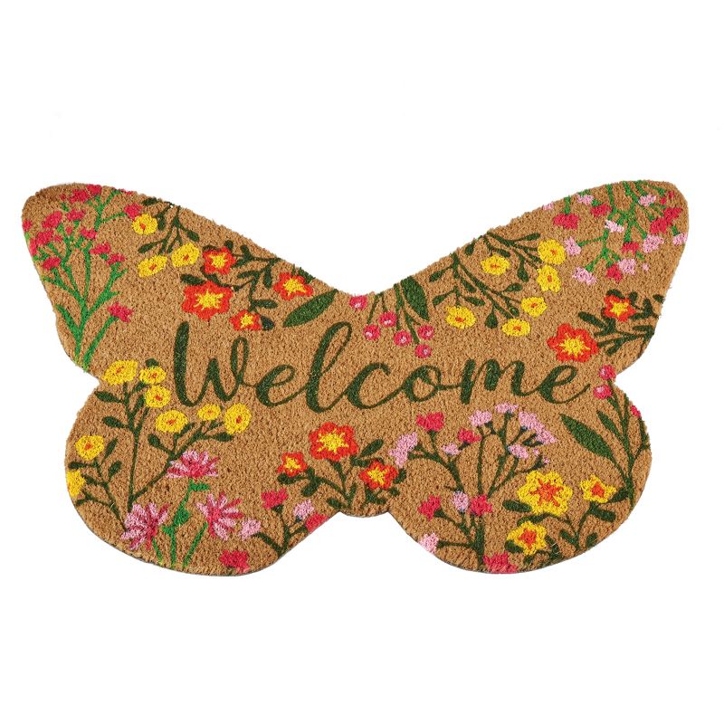 Collections Etc Butterfly-Shaped Skid-Resistant Coco Welcome Mat 18X30, 1 of 3