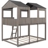 PAGED Full over Full Bunk Bed with Ladder, Wooden Bed Frame with Roof and Guardrail, Modern Loft Bed for Boy and Girl - 3 of 4