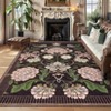 10'x13' Washable Botanical Floral Print Living Room Rugs Retro Accent Vintage Throw Carpet for Bedroom Dining Room, Purple - 2 of 4