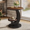 Tribesigns Round End Table, 2-Tier Side Table, Wood Bedside Nightstand with Metal Arc-Shaped Frame for Small Spaces, Living Room, Bedroom - 2 of 4