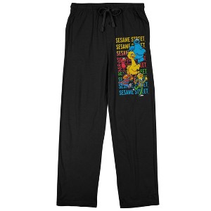 Run Run Sesame Street Men's Black Graphic Sleep Pajama Pants - 1 of 2
