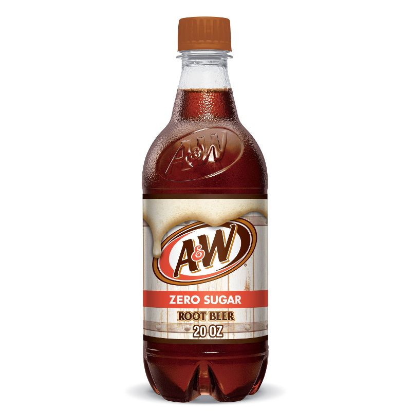 A&#38;W Root Beer Zero Sugar Soda - 20 fl oz Bottle, 1 of 8