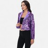 Anna-Kaci Women's Sequin Cropped Blazer Long Sleeve Sparkly Open Front Jacket - 3 of 4