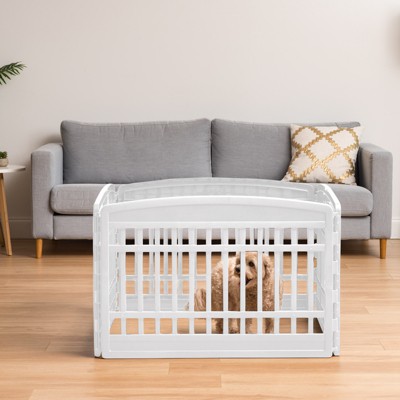 White Plastic 4-Panel Pet Playpen for Small Dogs