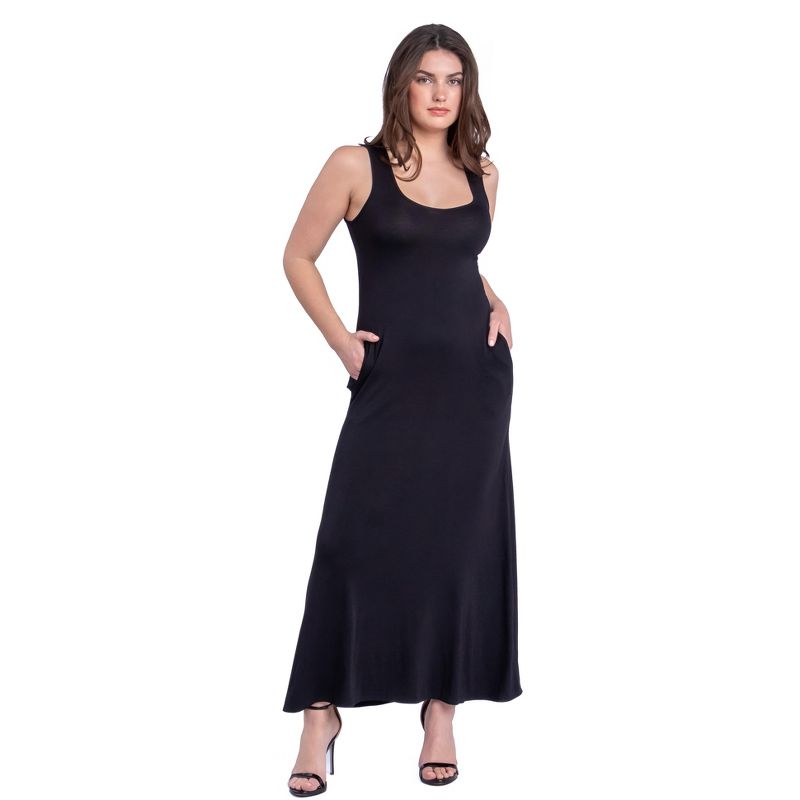 24seven Comfort Apparel Scoop Neck Sleeveless Maxi Dress with Pockets, 1 of 7