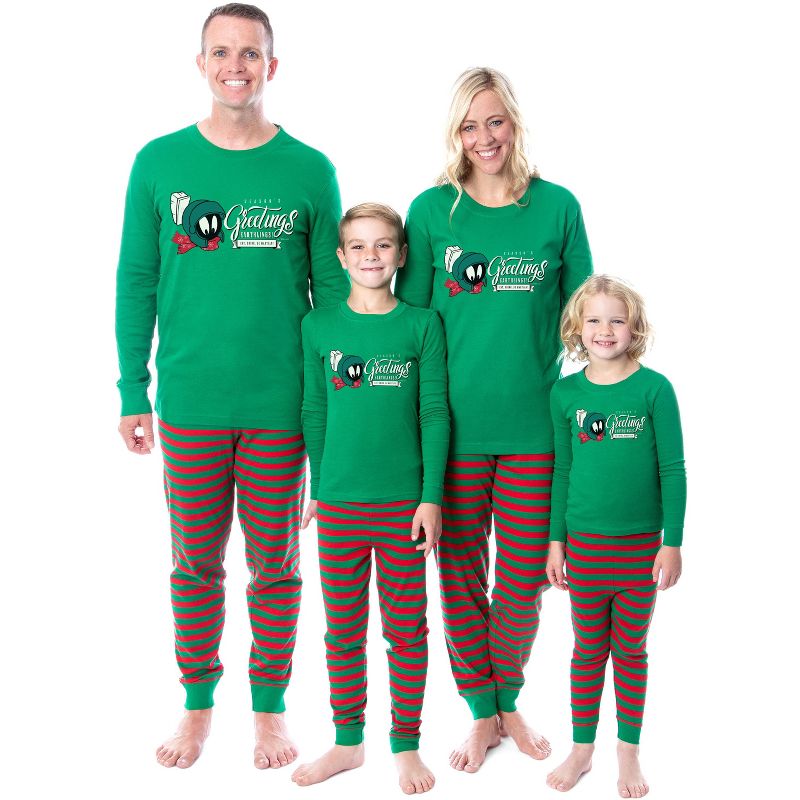 Looney Tunes Marvin the Martian Christmas Tight Fit Family Pajama Set, 1 of 5