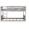 DOMETOUR Twin Bunk Bed with Panelled Headboard, Solid Wood, Guardrails, Ladder, Antique White - 3 of 4