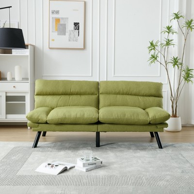 LOVMOR Convertible Futon Sofa Bed, Modern Tufted Loveseat Sleeper Sofa with Adjustable Backrest, 2 Seater Folding Futon Couch for Living Room, Office