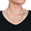 EVERLY JEWELRY | Sterling Silver 7-8mm Cultured Freshwater Pearl 2-Strand Necklace and Cubic Zirconia, 16 inc & 17 inc - 3 of 4