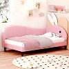 TiramisuBest Twin size Upholstered Rabbit-Shape Daybed - Pink PU Design - 3 of 4