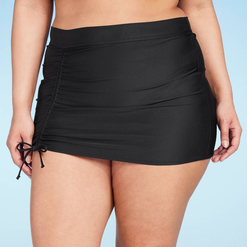 Women's High Waist Shirred Swim Skirt - Shade & Shore™ Black, 5 of 7