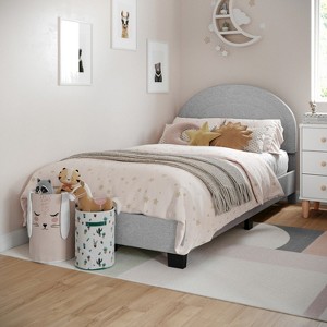 Buzz & Bloom Platform Bed Frame with Curved Headboard and Wood Slat Foundation - 1 of 4