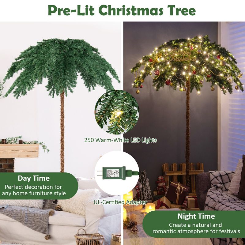 Costway 6 FT Pre-Lit Artificial Christmas Tropical Palm Tree w/ 813 Tips& 250 LED Lights, 5 of 11