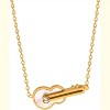 Clotth Minimalist Violin-Shaped Shell and Diamond Set Pendant Necklace,Titanium Steel Choker for Women,Gold necklace-17.12 2.36inch - 2 of 4